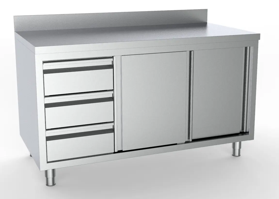 700 WORKTABLE SLIDING DOORS DRAWERS LEFT WITH UPSTAND 1600