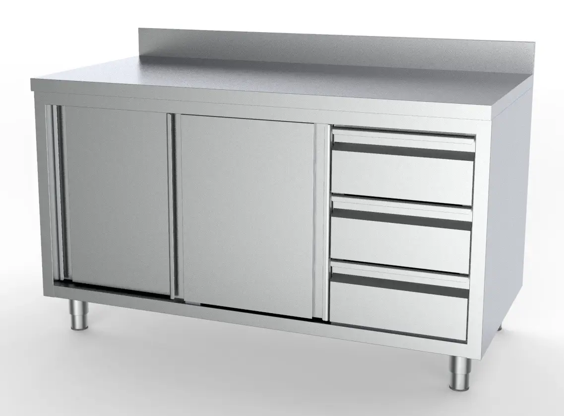 700 WORKTABLE SLIDING DOORS DRAWERS RIGHT WITH UPSTAND 1600