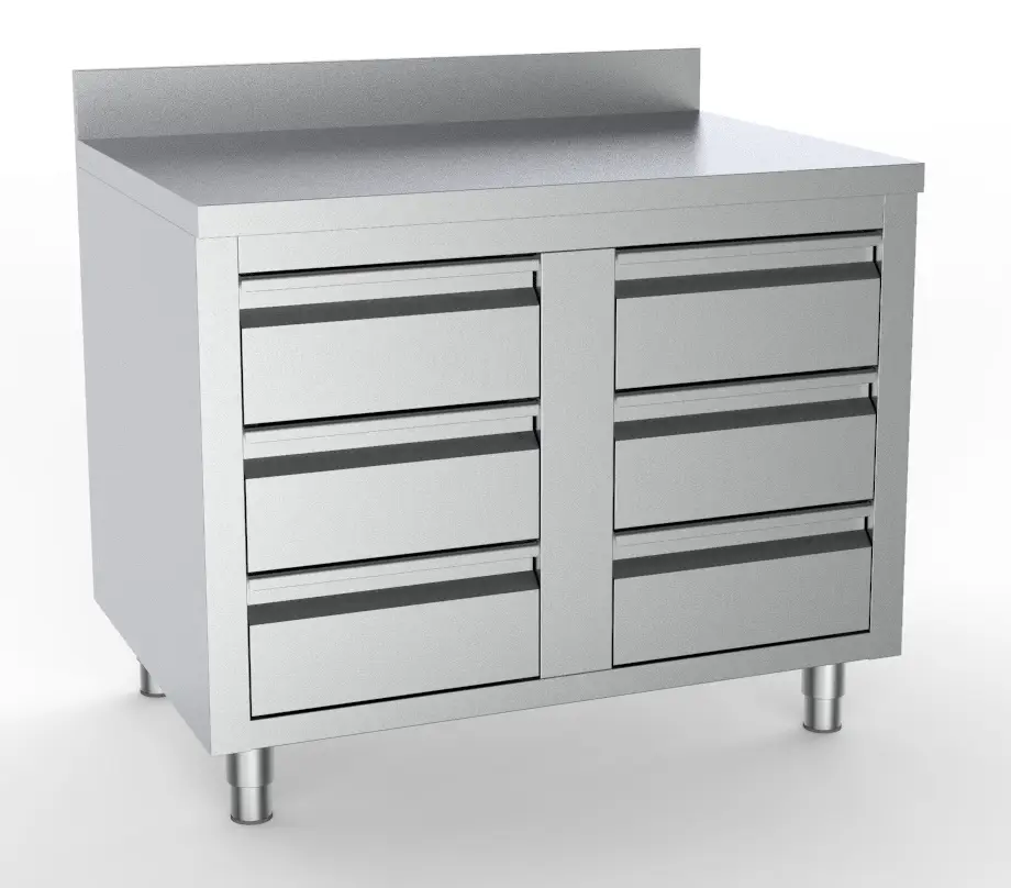 700 WORKTABLE WITH 6 DRAWERS WITH UPSTAND 1000
