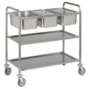 Diamond CP3/311 Stainless Steel Serving Trolley, 3X Gn 1/1 + 2 Levels