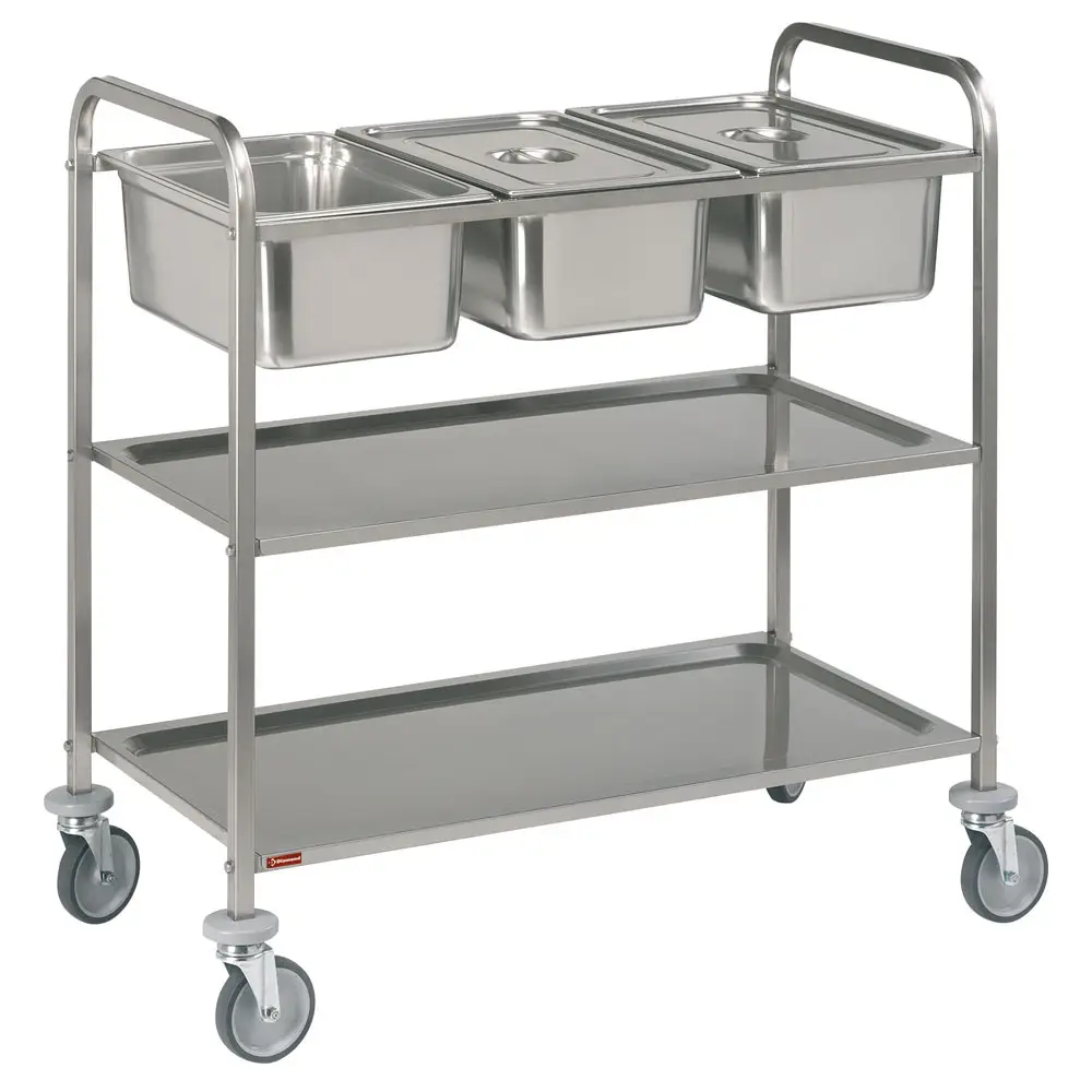 Diamond CP3/311 Stainless Steel Serving Trolley, 3X Gn 1/1 + 2 Levels