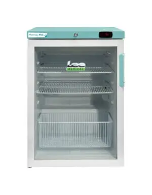 LEC Medical PPSR158BT-LHH-UK Left Hand Hinge Glass Single Door Pharmacy Plus Bluetooth Enabled Countertop Refrigerator, 158 Litres