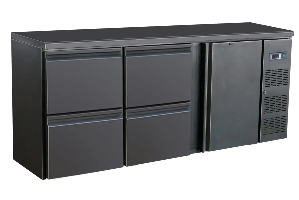 BARCOOLER BLACK 1 DOOR AND 4 DRAWERS