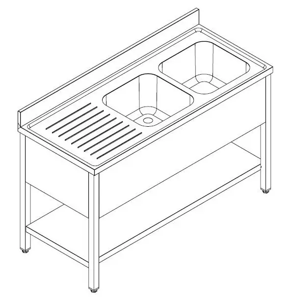 700 SINK UNIT SHELF FLAT PACKED 2 RIGHT 1600 - Image 2