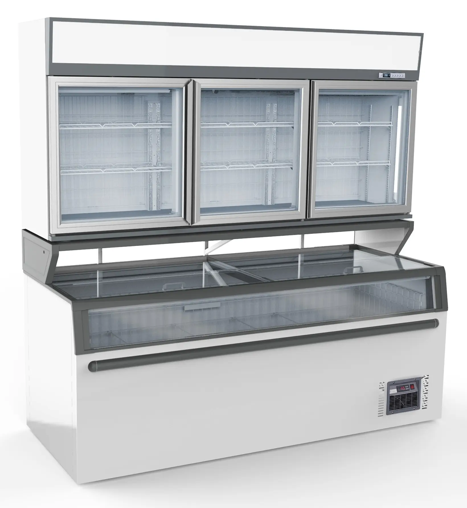 WALL MOUNTED FREEZER UNIT WHITE 3 GLASS DOORS
