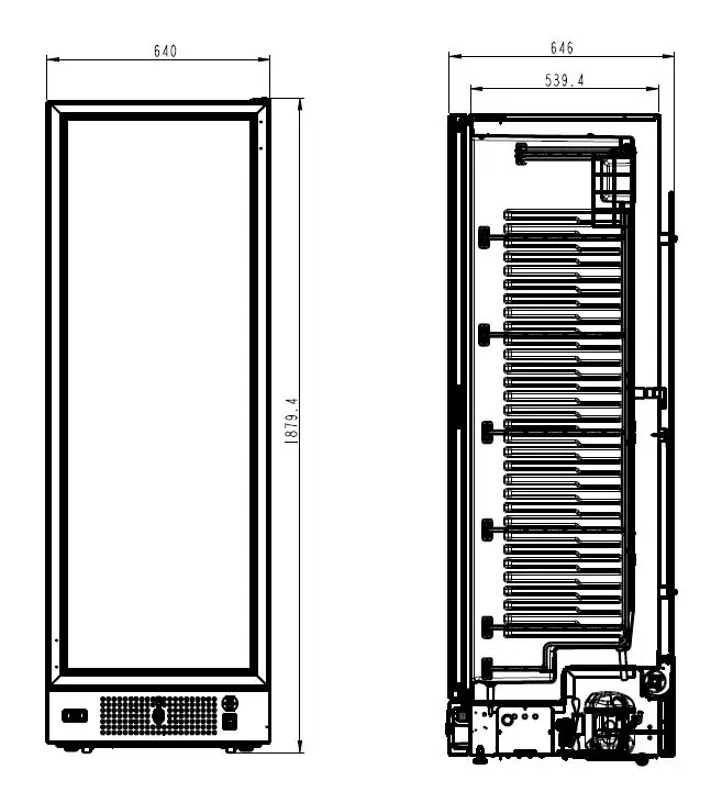 FREEZER 1 GLASS DOOR BLACK 382L - Image 2