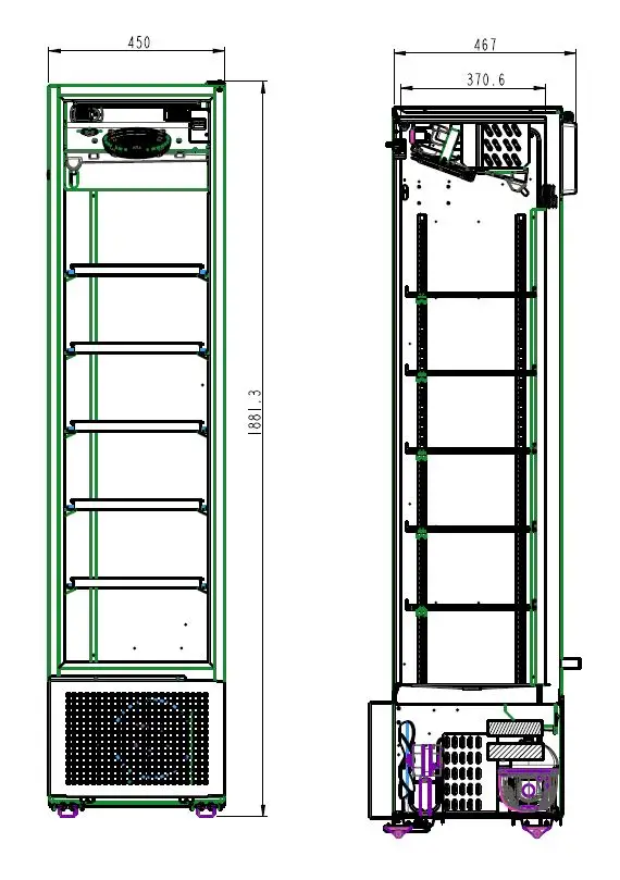 REFRIGERATOR 1 GLASS DOOR BLACK 221L - Image 2