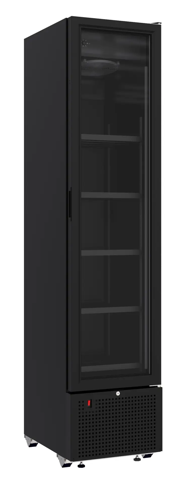 REFRIGERATOR 1 GLASS DOOR BLACK 348L *TRANSPORT ON REQUEST*