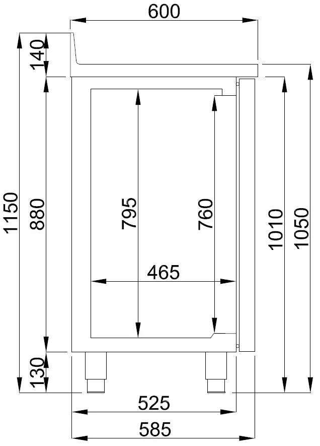 600 REFRIGERATED COUNTER 3 DOORS WITH DISPOSAL DRAWER FOR COFFEE - Image 2