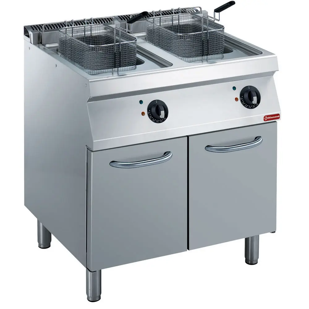 Diamond E17/F28A8-N Double Basket Freestanding Electric Fryer on 2 Neutral Closed Cupboards, 17.4kW