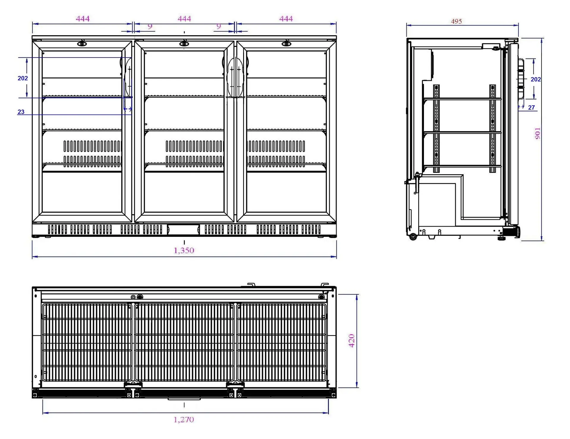 BACKBAR COOLER BLACK 3 DOORS - Image 2