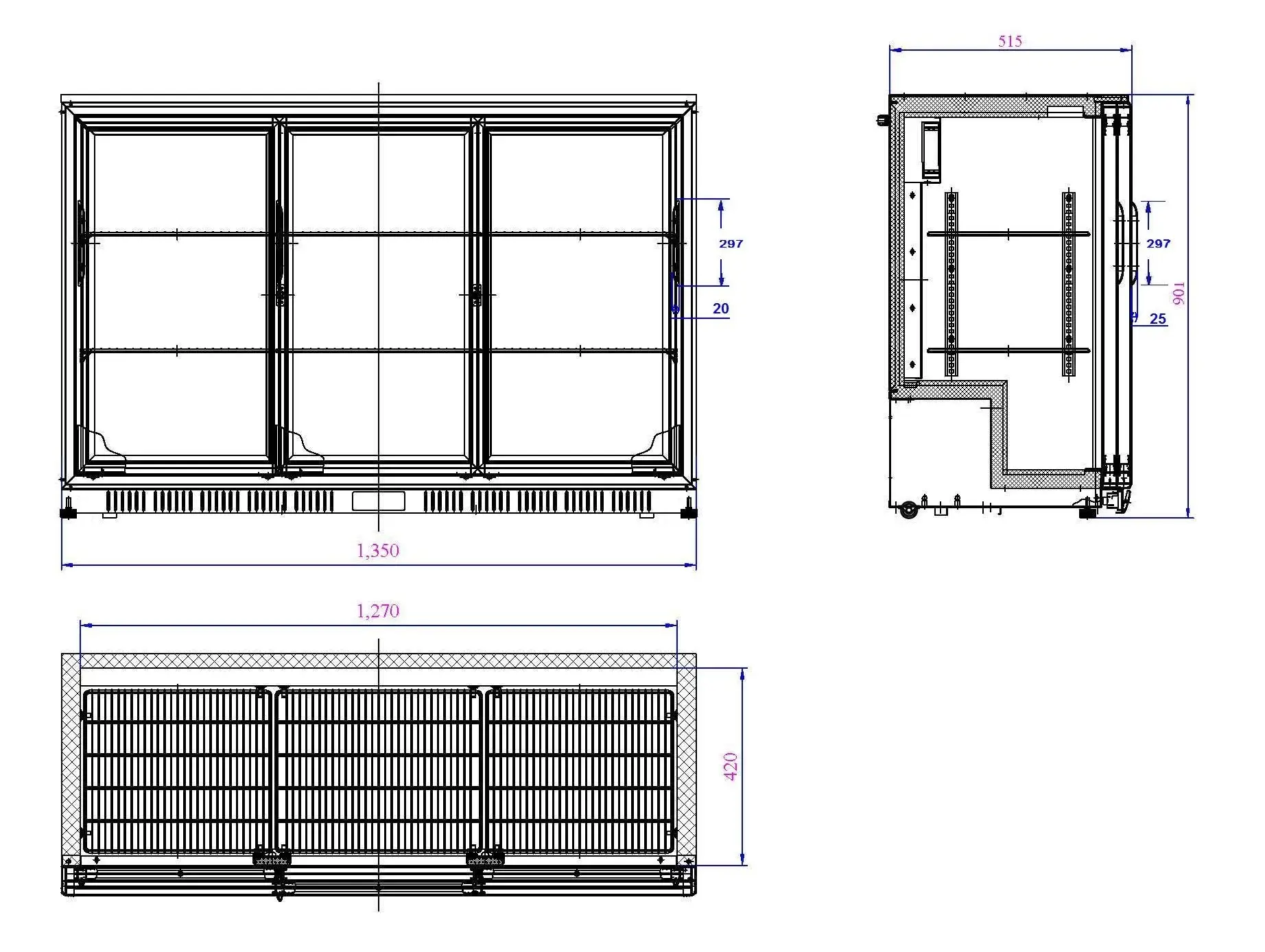 BACKBAR COOLER BLACK 3 SLIDING DOORS - Image 2
