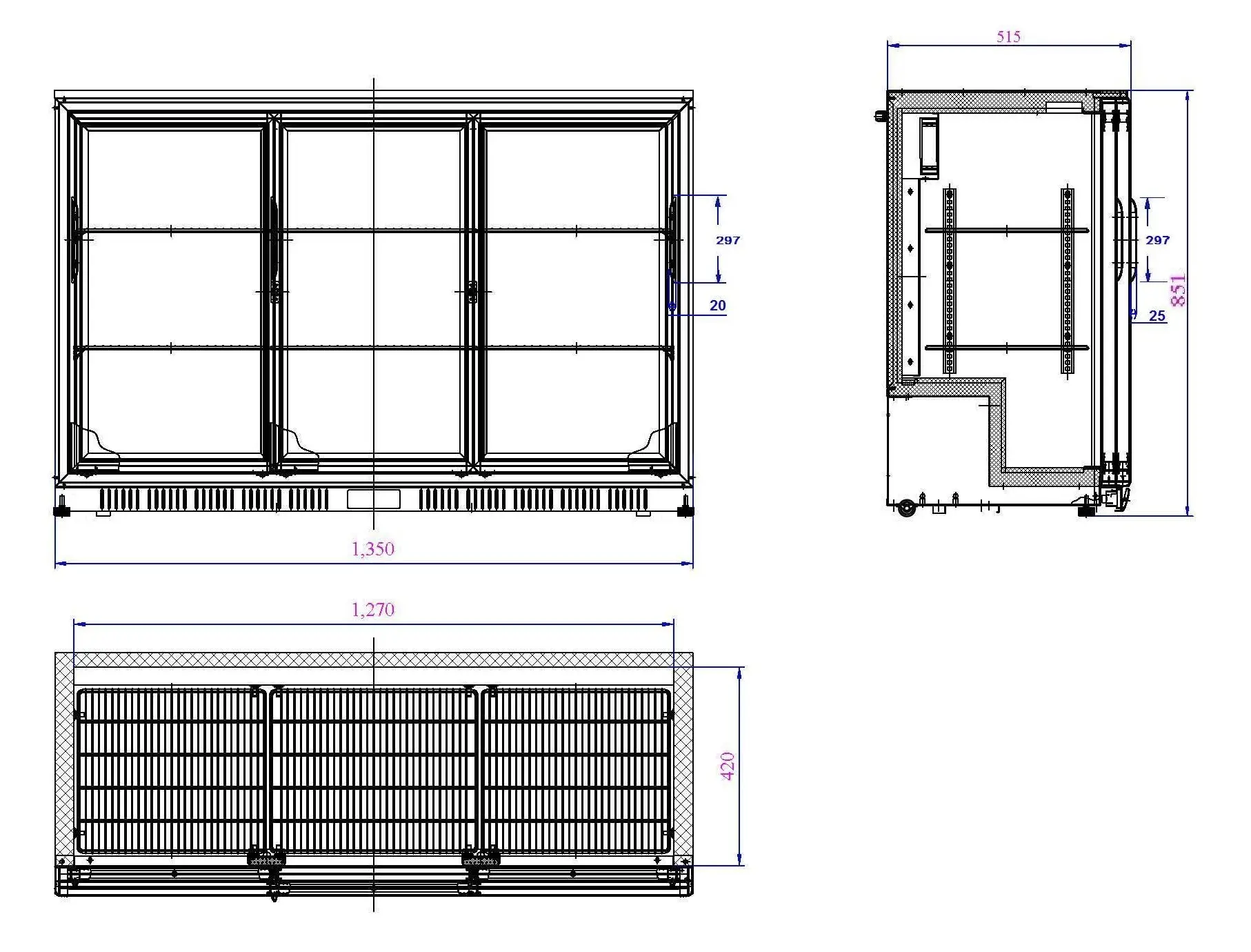 BACKBAR COOLER BLACK 3 SLIDING DOORS - Image 2