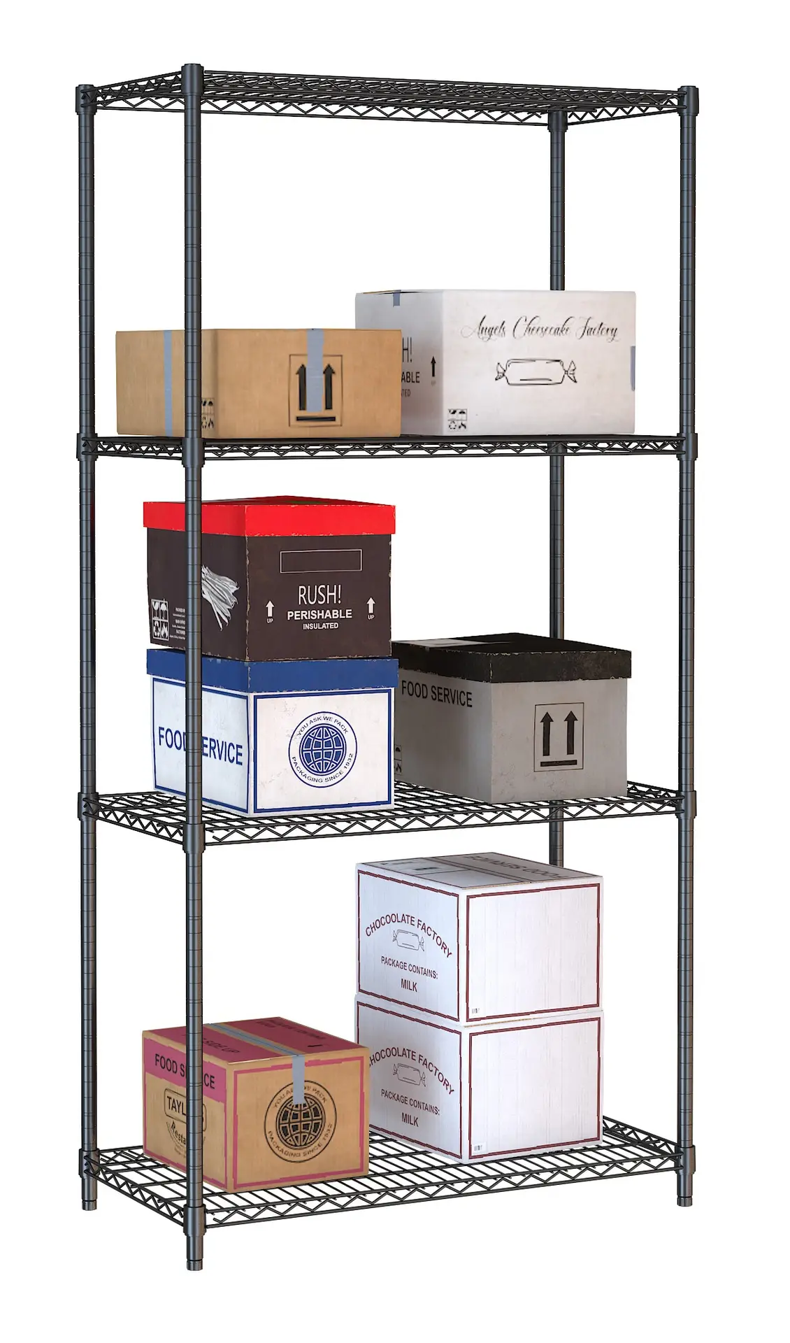 SHELF UNITS 4 LEVELS 900 BLACK FLAT PACKED - Image 2