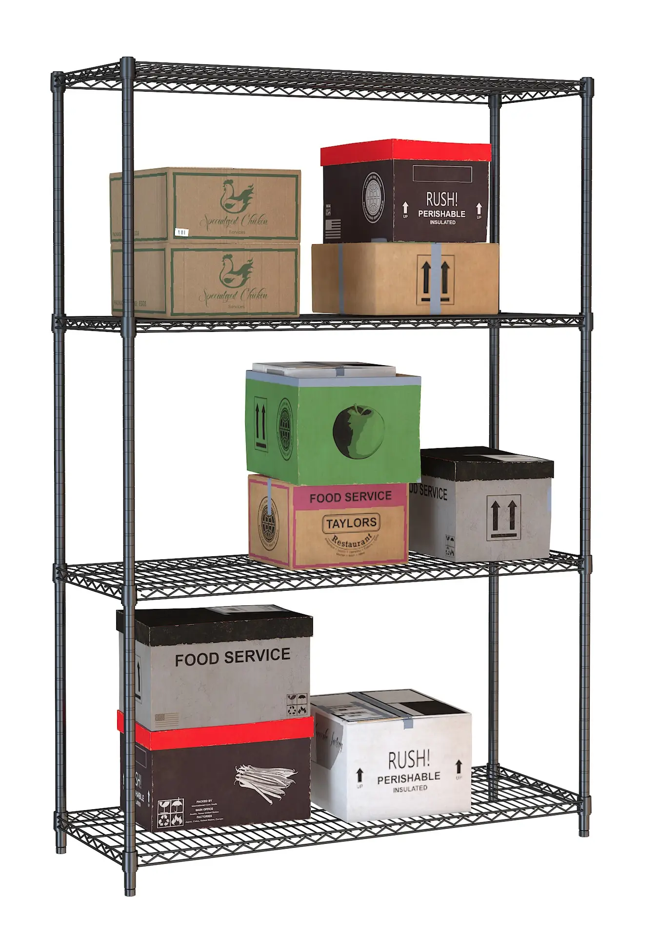 SHELF UNITS 4 LEVELS 1200 BLACK FLAT PACKED - Image 2