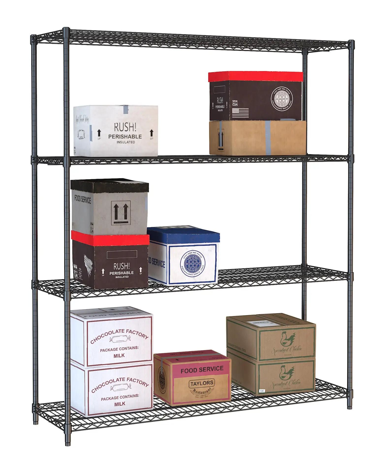SHELF UNITS 4 LEVELS 1500 BLACK FLAT PACKED - Image 2