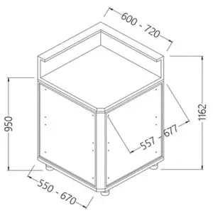 Diamond CB90X/5 Neutral Bar Counter Units With Fitting For Service Top 90° (Closed)