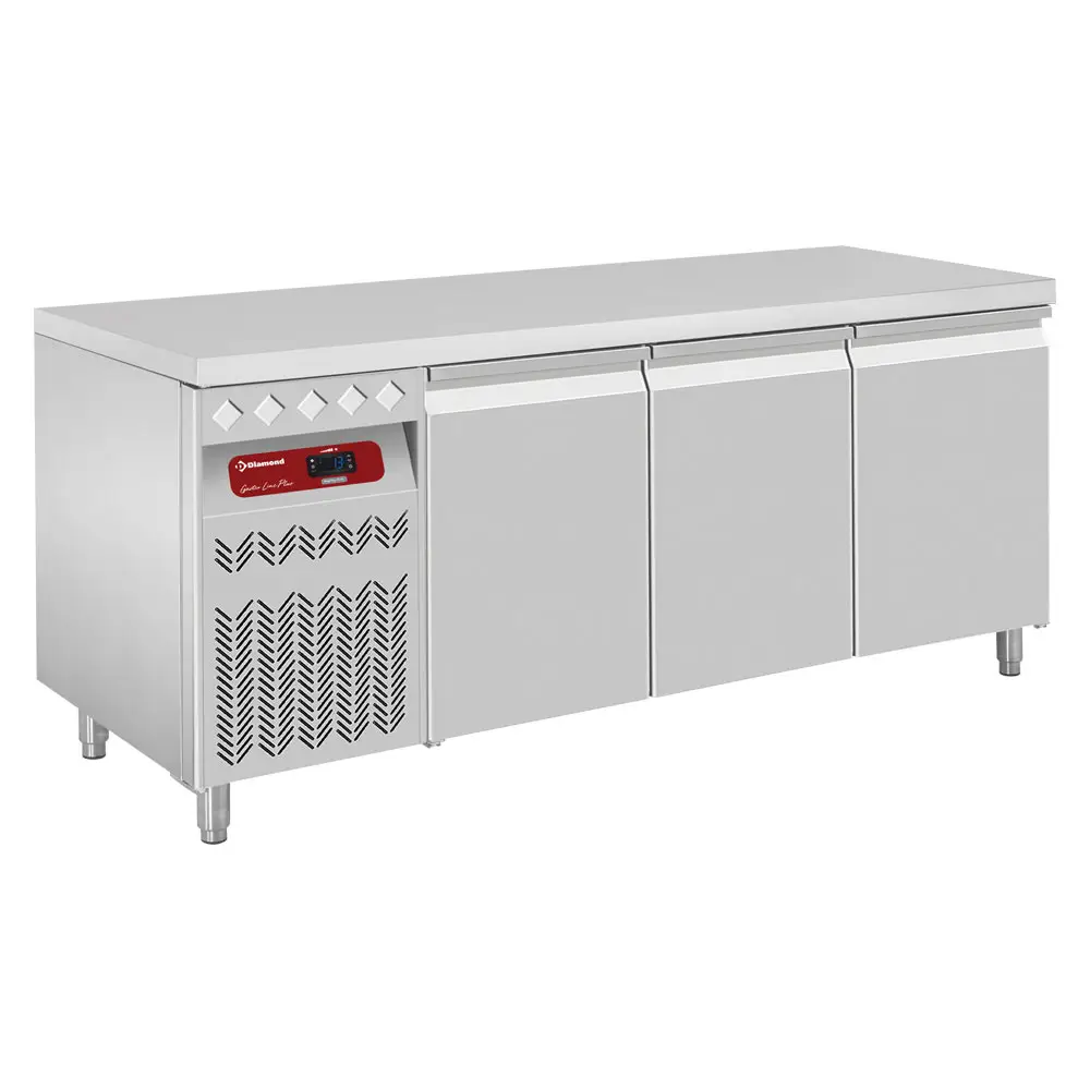 Diamond DT178/P9GX 3 Door Stainless Steel Refrigerated Counter with Splashback, 405 Litres