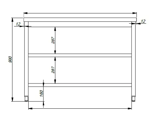 600 WORKTABLE 2 SHELVES 1300 - Image 2