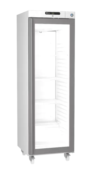 Hoshizaki Compact FG420 L-C DR G U Glass Single Door Stainless Steel Upright Display Freezer, 343 Litres