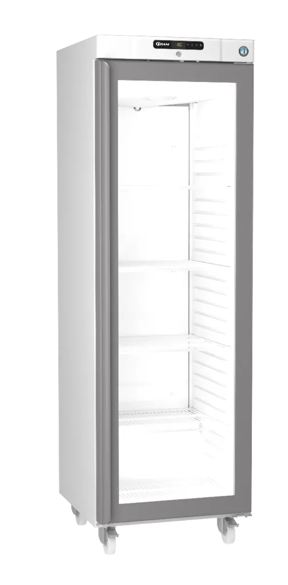 Hoshizaki Compact FG420 L-C DR G U Glass Single Door Stainless Steel Upright Display Freezer, 343 Litres
