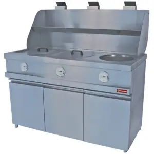 Diamond MIKA/3-MC Heavy Duty Freestanding Gas fryer with 3 Round Basins