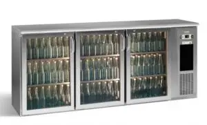 Gamko E3/222GMUCS84 Glass Triple Door Stainless Steel Undercounter Bottle Cooler, 531 x 33 Centiliters