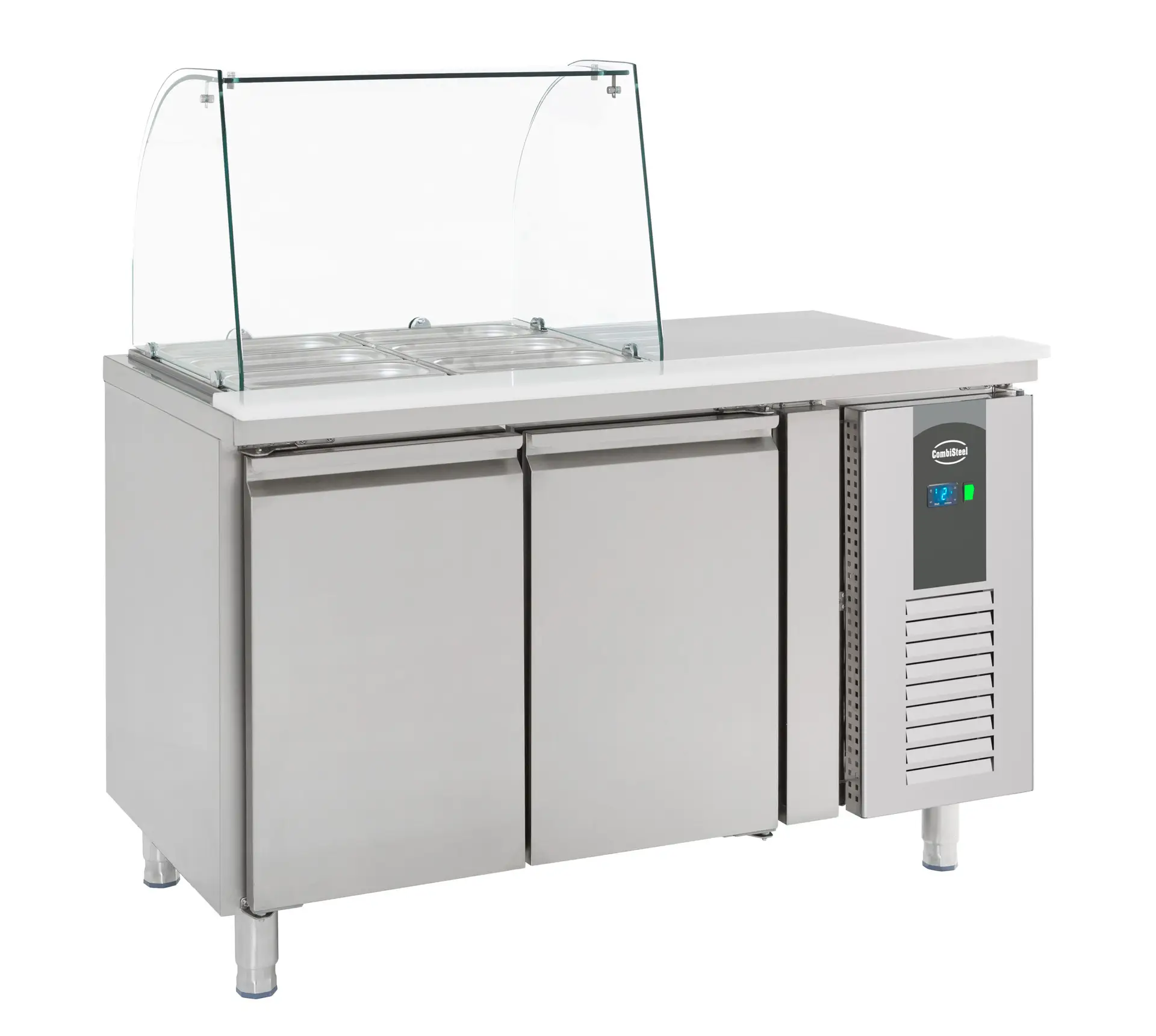 REFRIGERATED COUNTER WITH GLASS COVER 2 DOORS