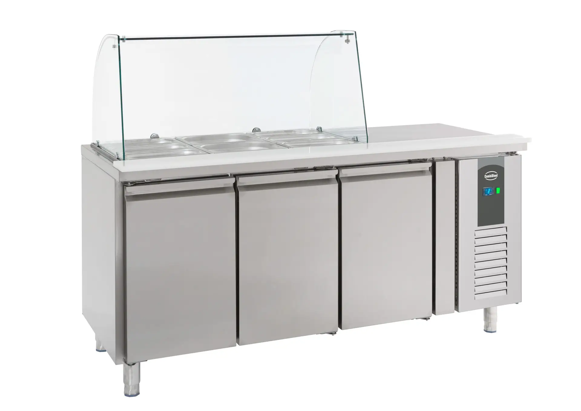 REFRIGERATED COUNTER WITH GLASS COVER 3 DOORS