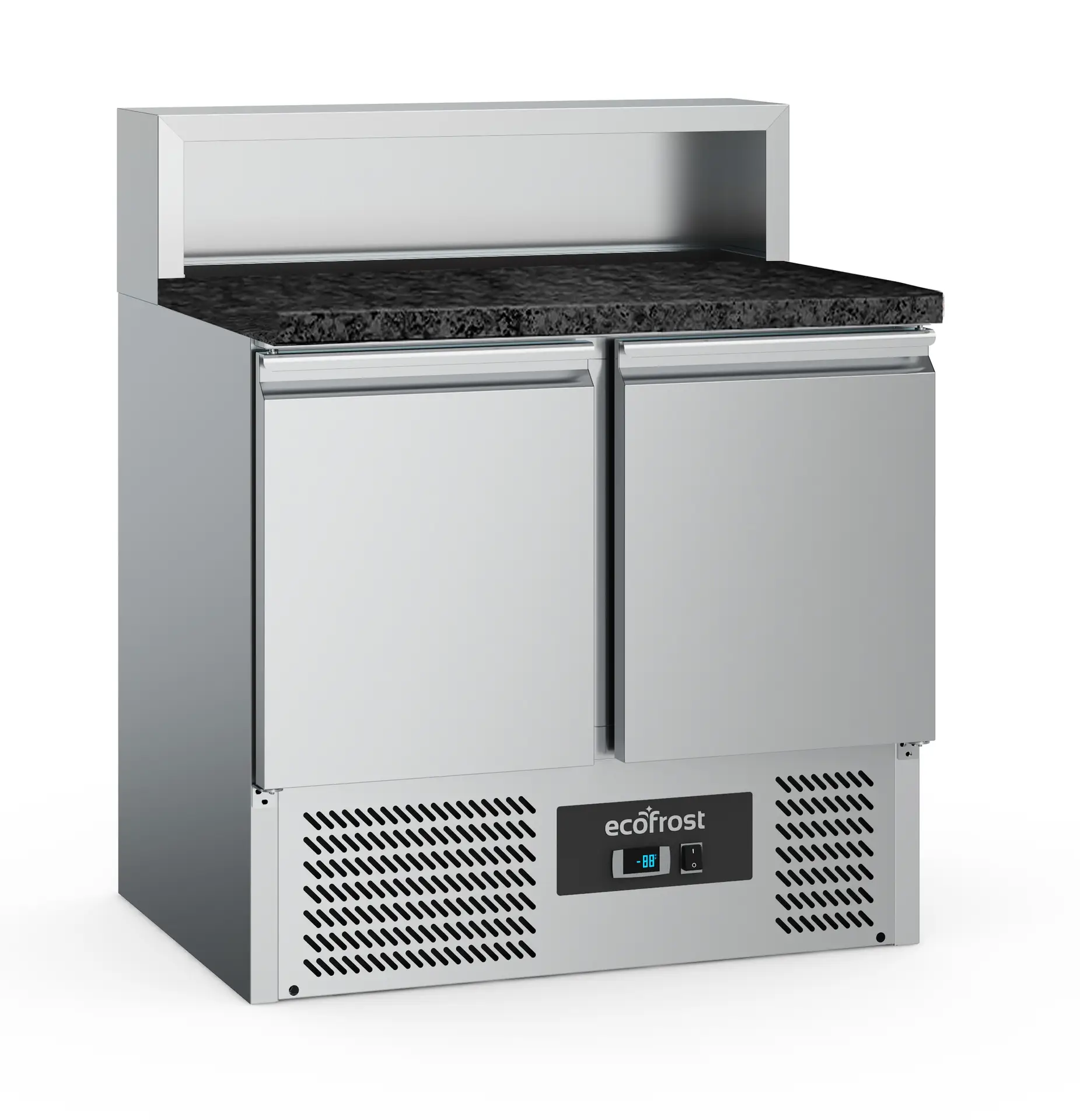 PIZZA COUNTER 2 DOORS 5x1/6GN CONTAINER BLACK GRANITE WORKTOP