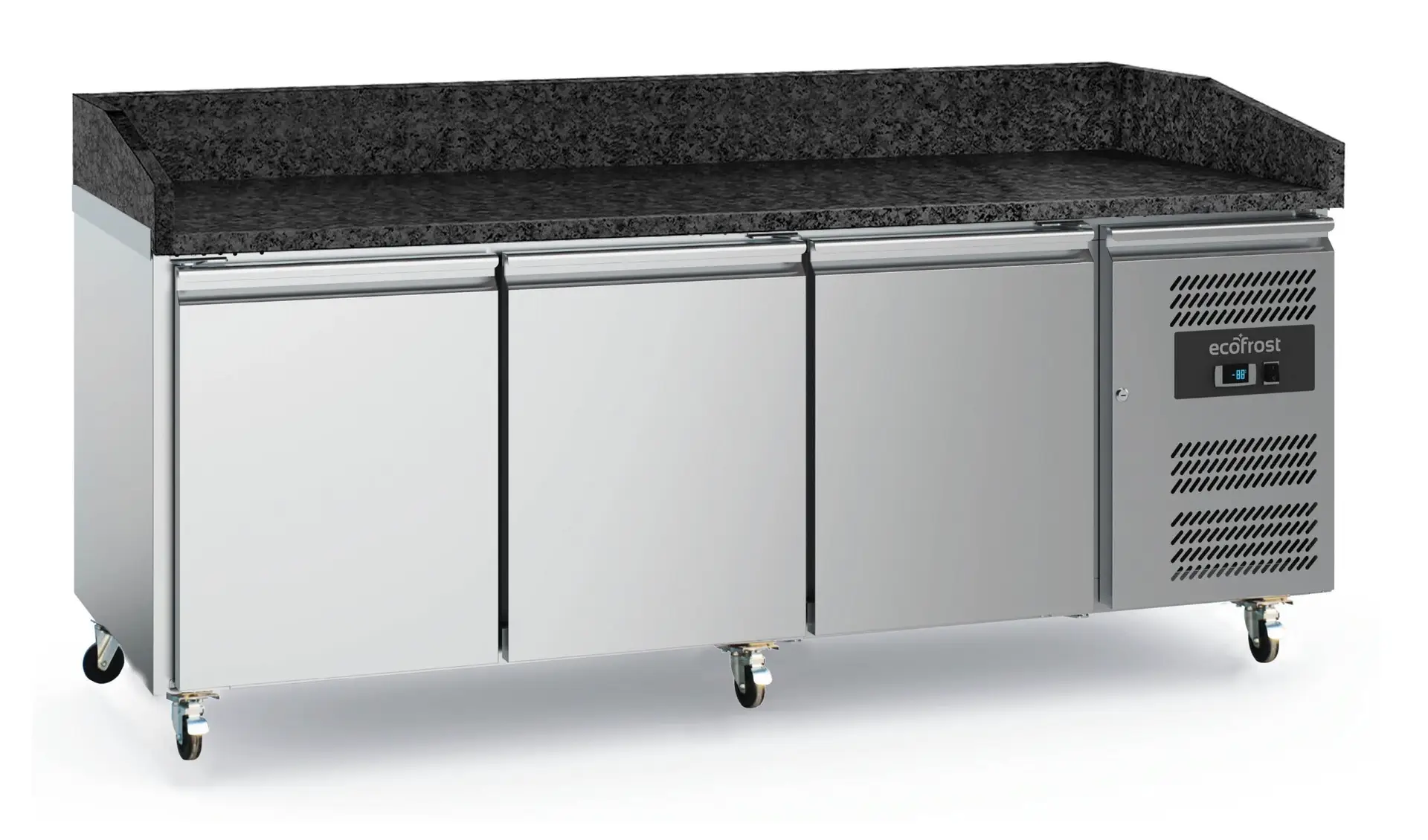 PIZZA COUNTER 3 DOORS GRANITE WITH WHEELS