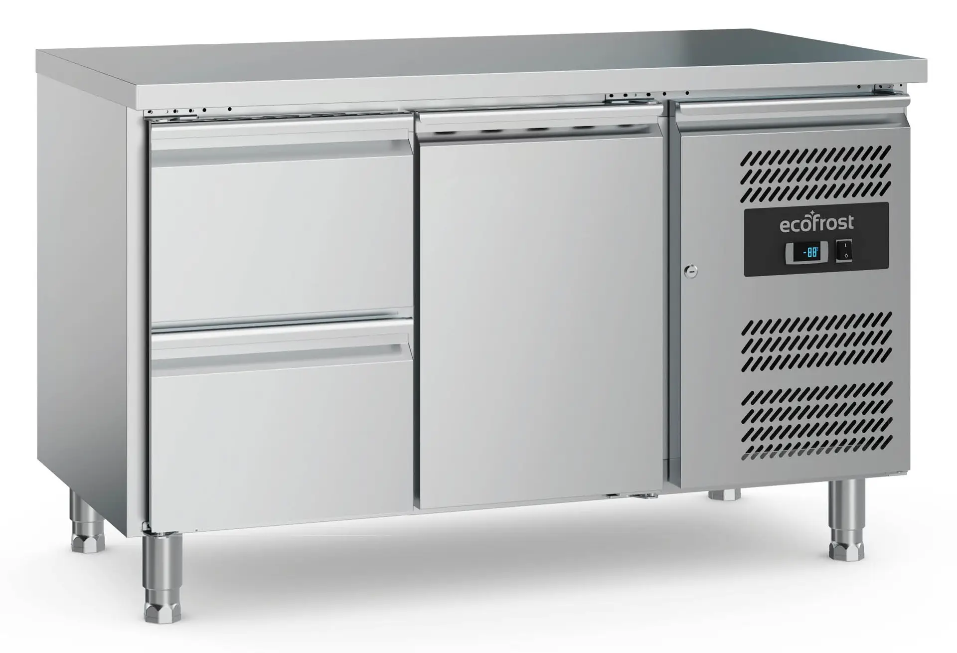 700 REFRIGERATED COUNTER 1 DOOR AND 2 DRAWERS WITH ADJUSTABLE FEET