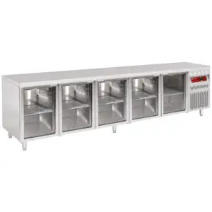 Diamond DT274/R2-VD-LIQ 5 Glass Door Stainless Steel Refrigerated Counter, 700 Litres