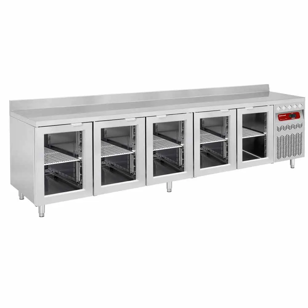 Diamond DT274/P9A-VD Wall ventilated refrigerated table, 5 glass doors GN 1/1, 700 liters