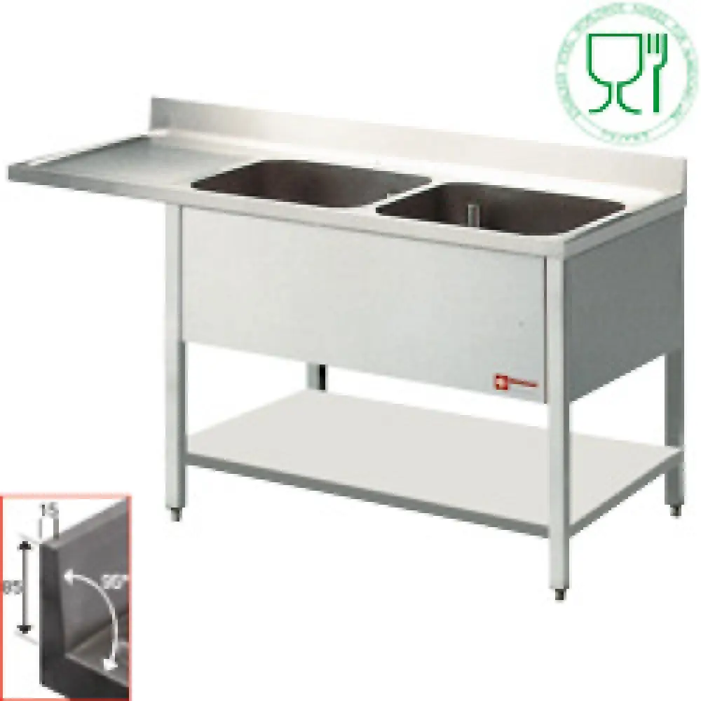 Diamond L1821VS Sink 2 Tanks And 1 Drain Surface