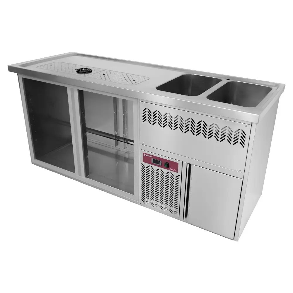 Diamond KBR-22D Bar Counter with 2 Compartments, Draining Board and Right Side Sink