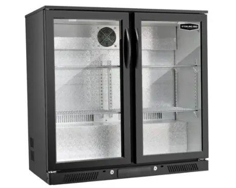 Sterling Pro SP2HC-LOW-BH Hinged Double Door Low Height Bottle Cooler, 180 x 330ml Bottles