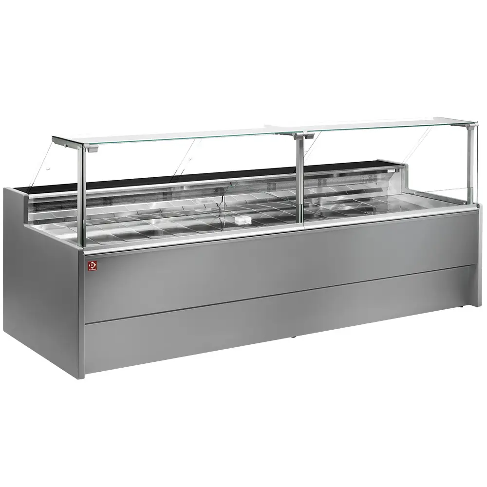 Diamond VZ15/G8-VR2 Flat Glass Grey Refrigerated Serveover Counter, 2000mm