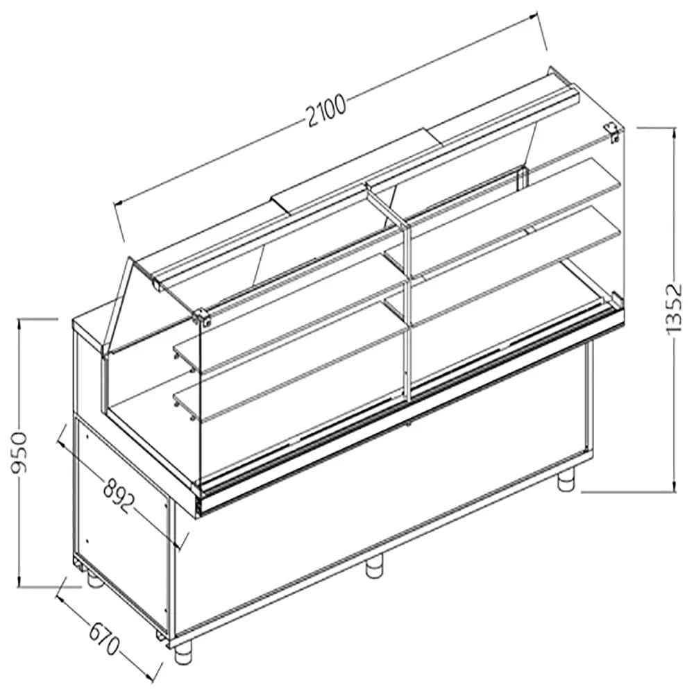 Diamond NA21X Neutral Snack Display Counters_High Glass