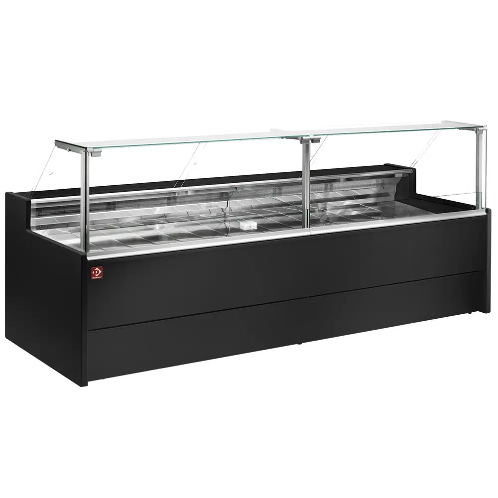 Diamond VZ30/B5-VR2 Flat Glass Black Refrigerated Serveover Counter, 3000mm
