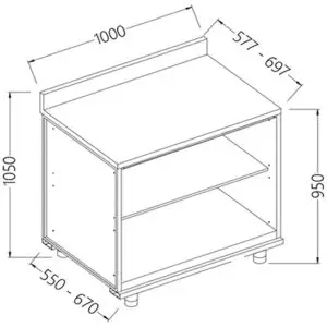 Diamond NL10X Neutral Rear Cabinet, With Backsplash