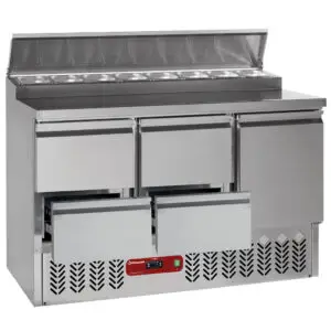 Diamond SALP3/R6_2XGC1/2/R6 1 Door & 4 Drawer Refrigerated Saladette Counter with Lid, 8 x 1/6 GN