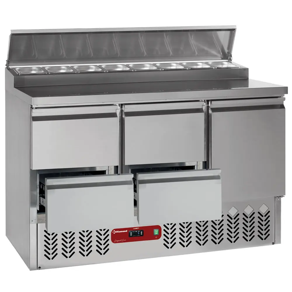 Diamond SALP3/R6_2XGC1/2/R6 1 Door & 4 Drawer Refrigerated Saladette Counter with Lid, 8 x 1/6 GN