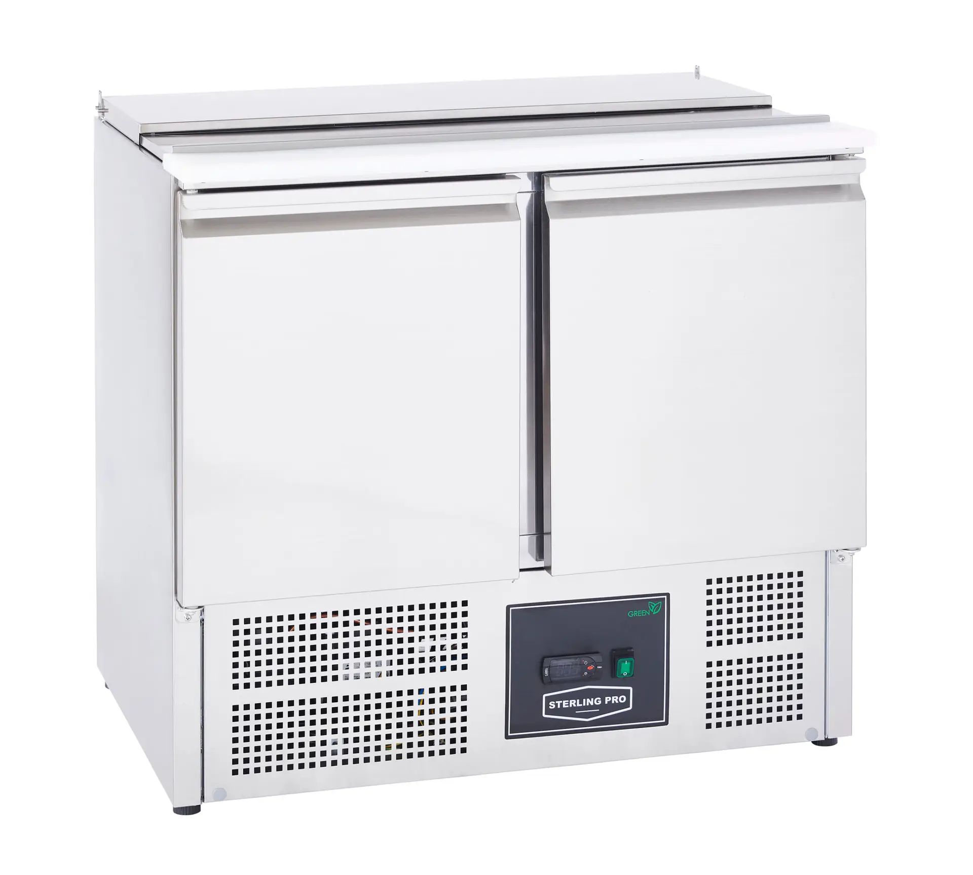 Sterling Pro Cobus SPU200SL 2 Door Hinged Lid & Chop Board Saladette Counter, 240 Litres