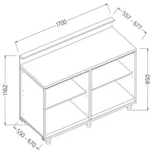 Diamond BB17X/5 Neutral Bar Counter Units With Fitting For Service Top