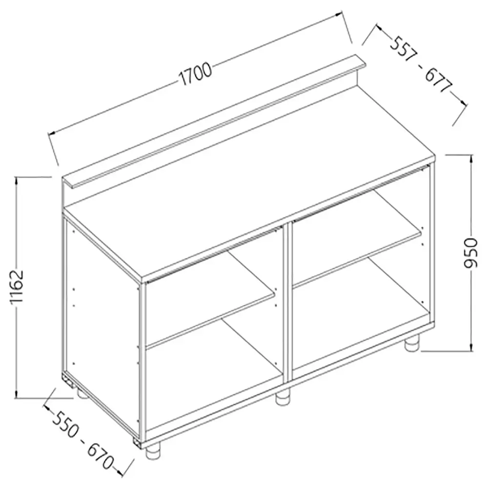 Diamond BB17X/5 Neutral Bar Counter Units With Fitting For Service Top