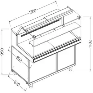 Diamond PB13X Display Counter Neutral X Bakery En & Gn, Low Glass