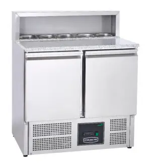 Sterling Pro Cobus SPU902PZ 2 Door Granite Top Pizza Counter, 5 x GN1/6, 240 Litres