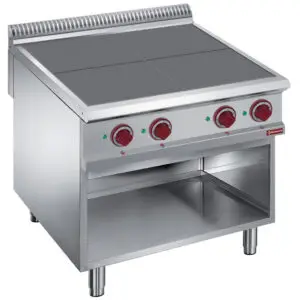 Diamond E9/4SPA8 Electric stoves 4 plates aligned with the top, open cupboard