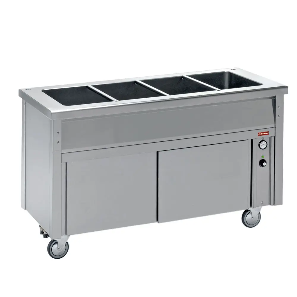 Diamond BC15 Bain Marie on 2 Door Heating Cupboard, 4 x 1/1 GN